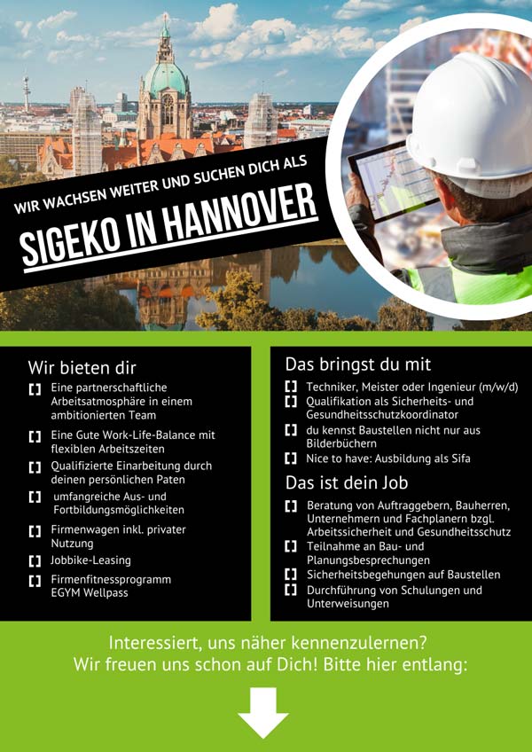 Wir suchen dich als SiGeKo auf Baustellen in Hannover