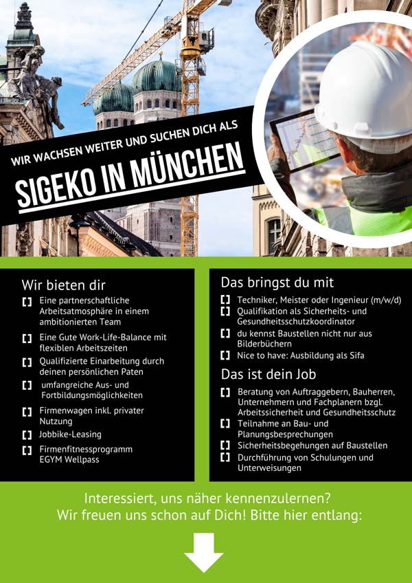 Wir suchen dich als SiGeKo auf Baustellen in München