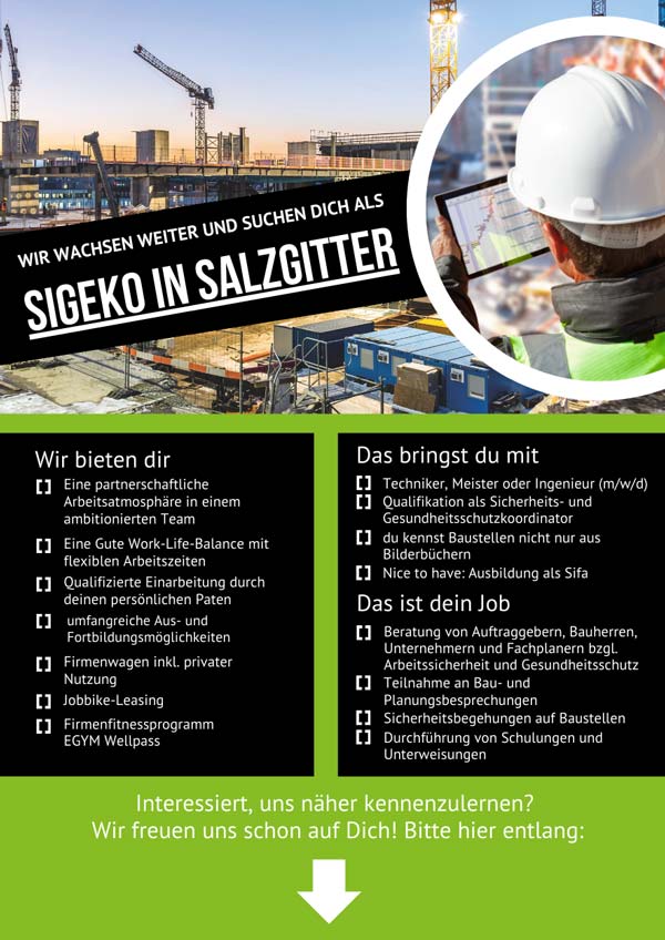 Wir suchen dich als SiGeKo auf Baustellen in Salzgitter