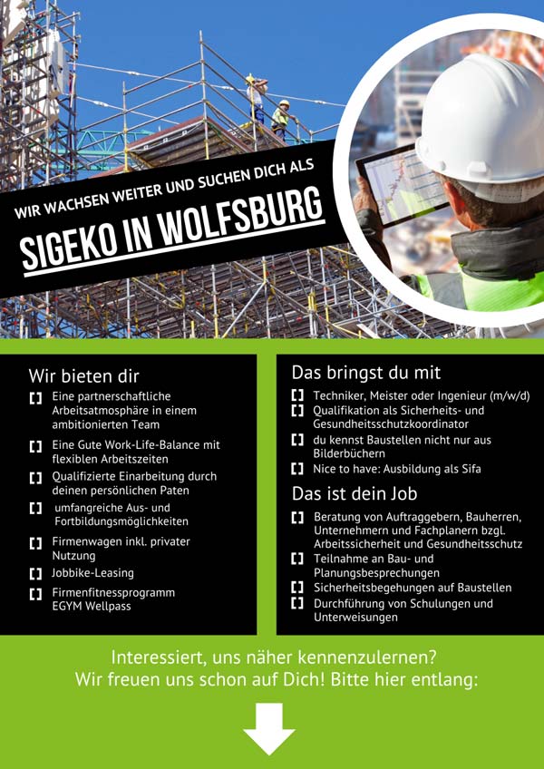 Wir suchen dich als SiGeKo auf Baustellen in Wolfsburg