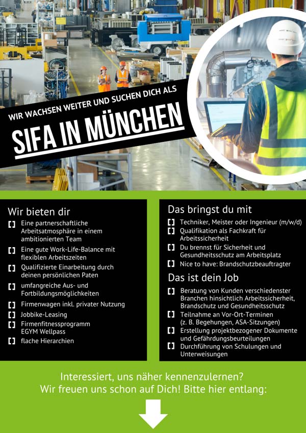 Wir suchen dich als Fachkraft für Arbeitssicherheit in München